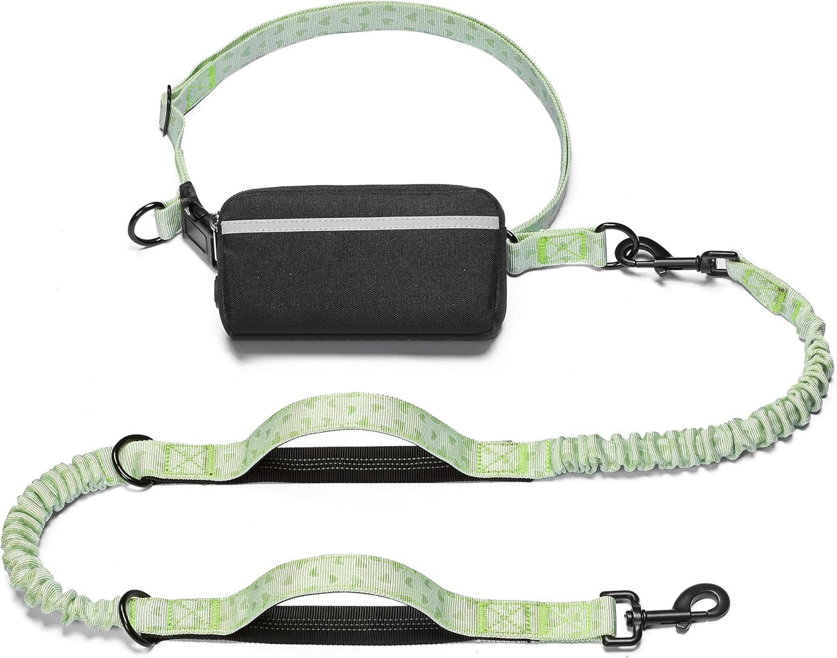 Iyoshop Hands Free Dog Leash with Zipper Pouch, Dual Padded Handles