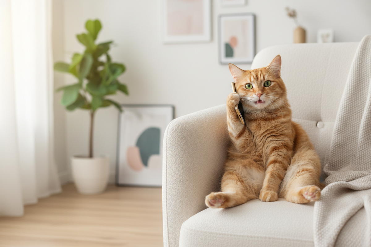 Cat on the phone