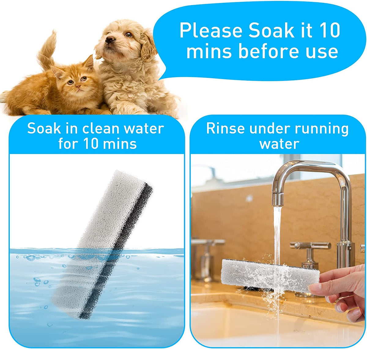 Cat & Dog Water Fountain Replacement Filters, 4-Pack
