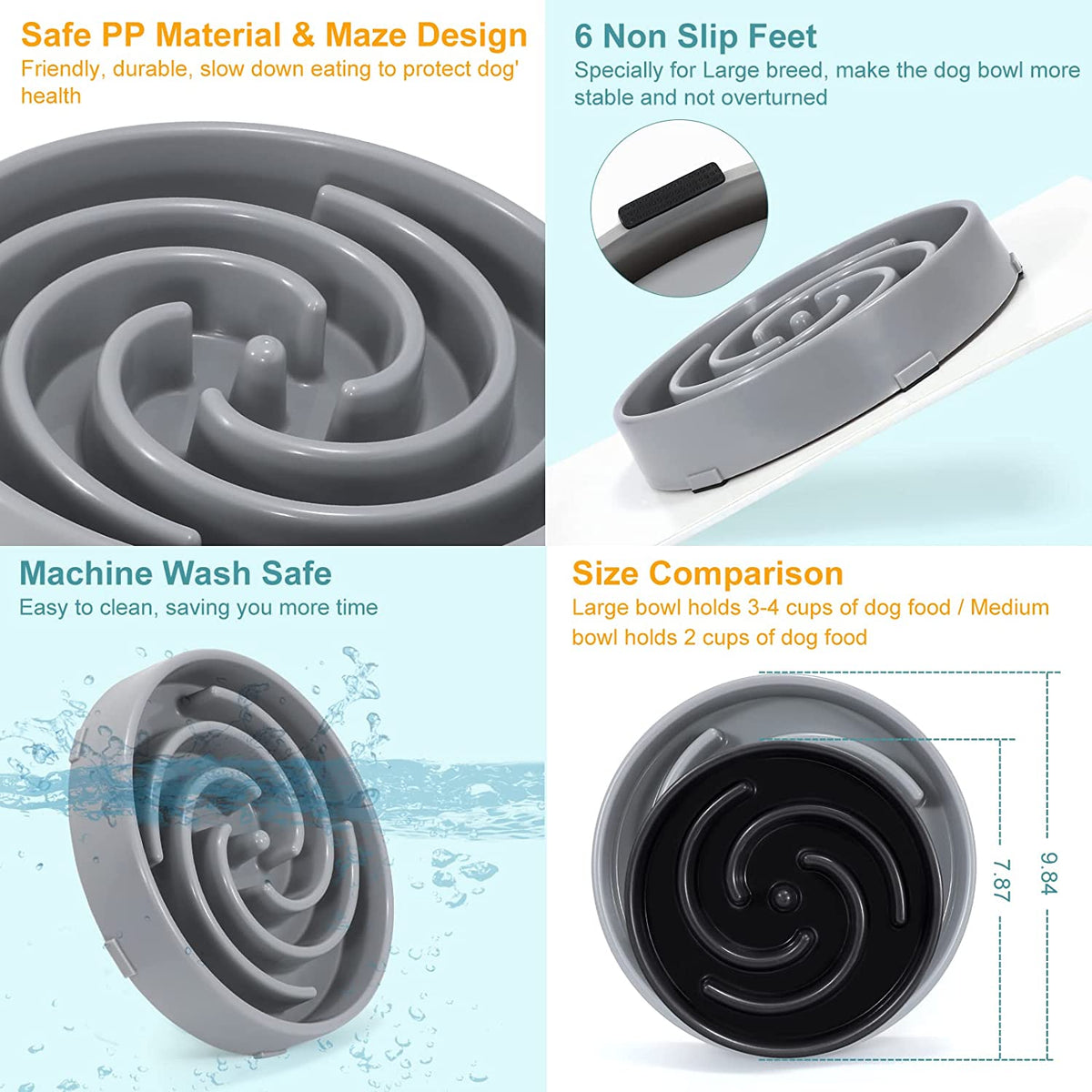 Slow Feeder Large Dog Bowl, Non-Slip Maze Puzzle Bowl for Bloat Prevention