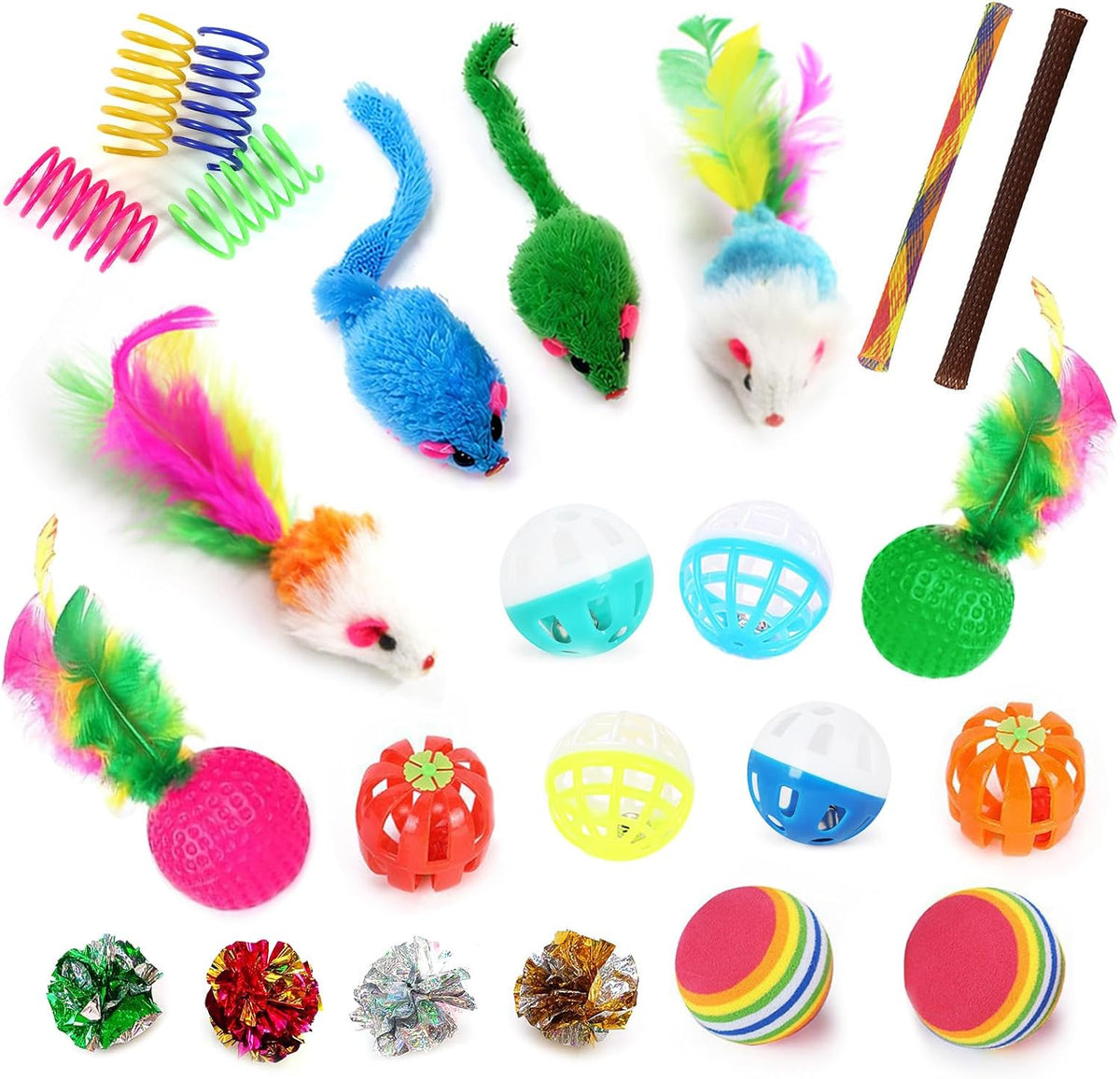 25-Piece Interactive Cat Toy Variety Pack with Rainbow Tunnel