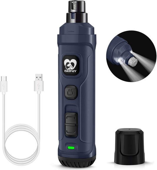 Casfuy Dog Nail Grinder with LED Light, 2-Speed Quiet Electric Trimmer