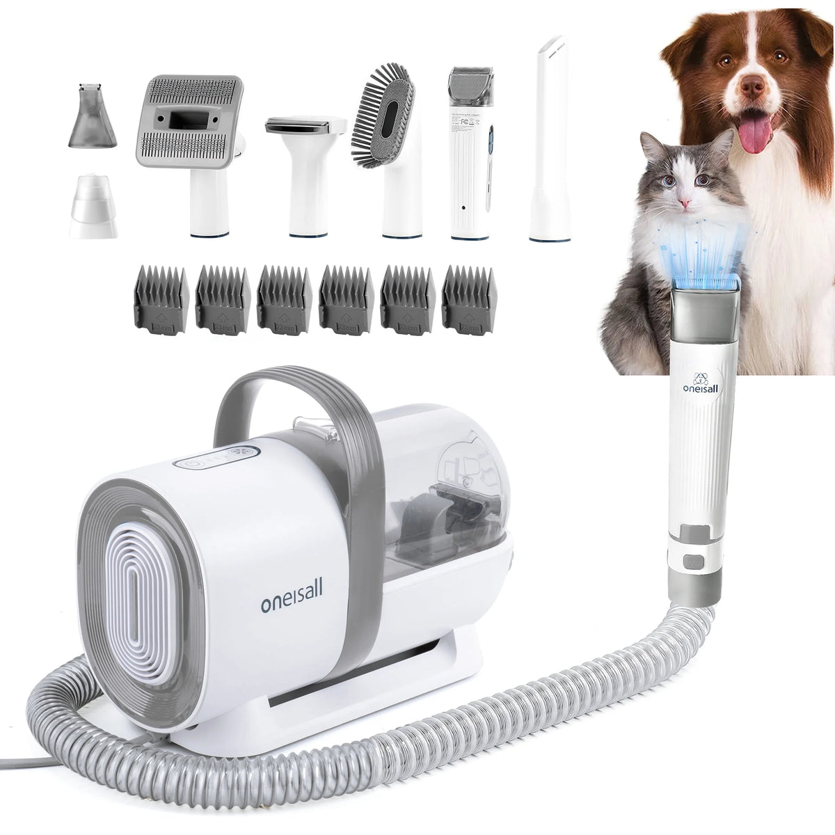 7-In-1 Dog Grooming Vacuum Kit, Low Noise with Professional Tools