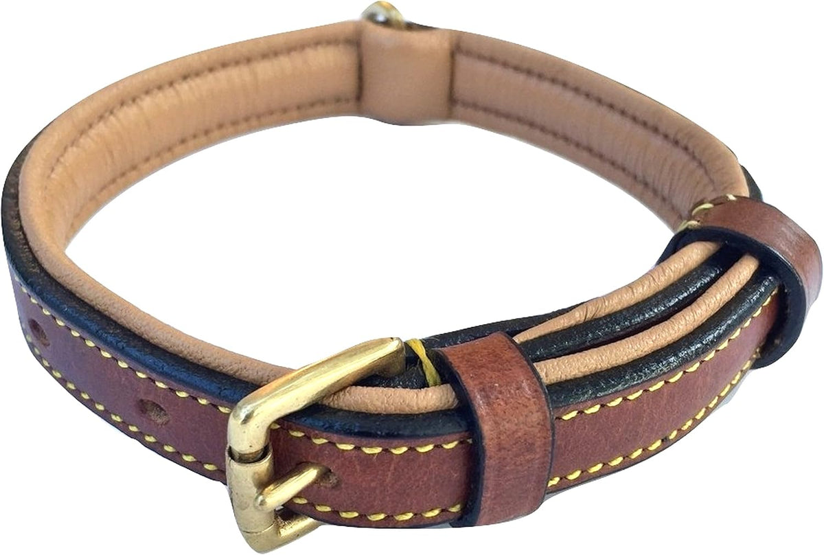 Padded Leather Dog Collar, Genuine Leather, Large