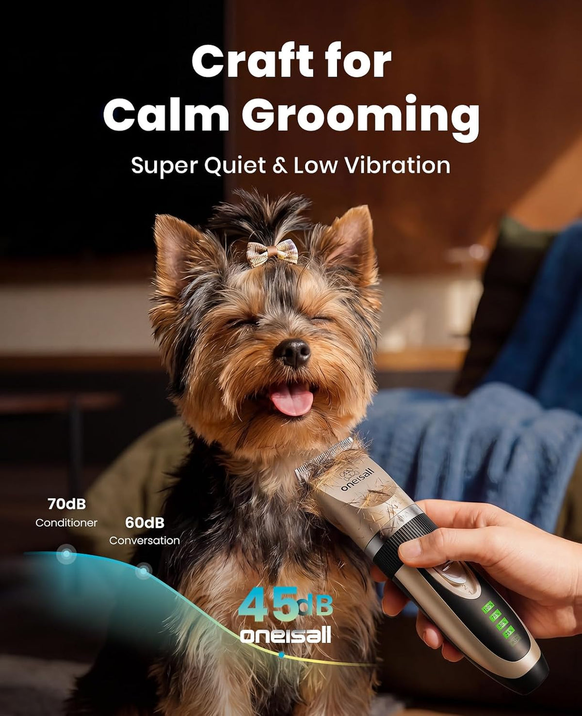 Dog Clippers Low Noise, 2-Speed Quiet Dog Grooming Kit