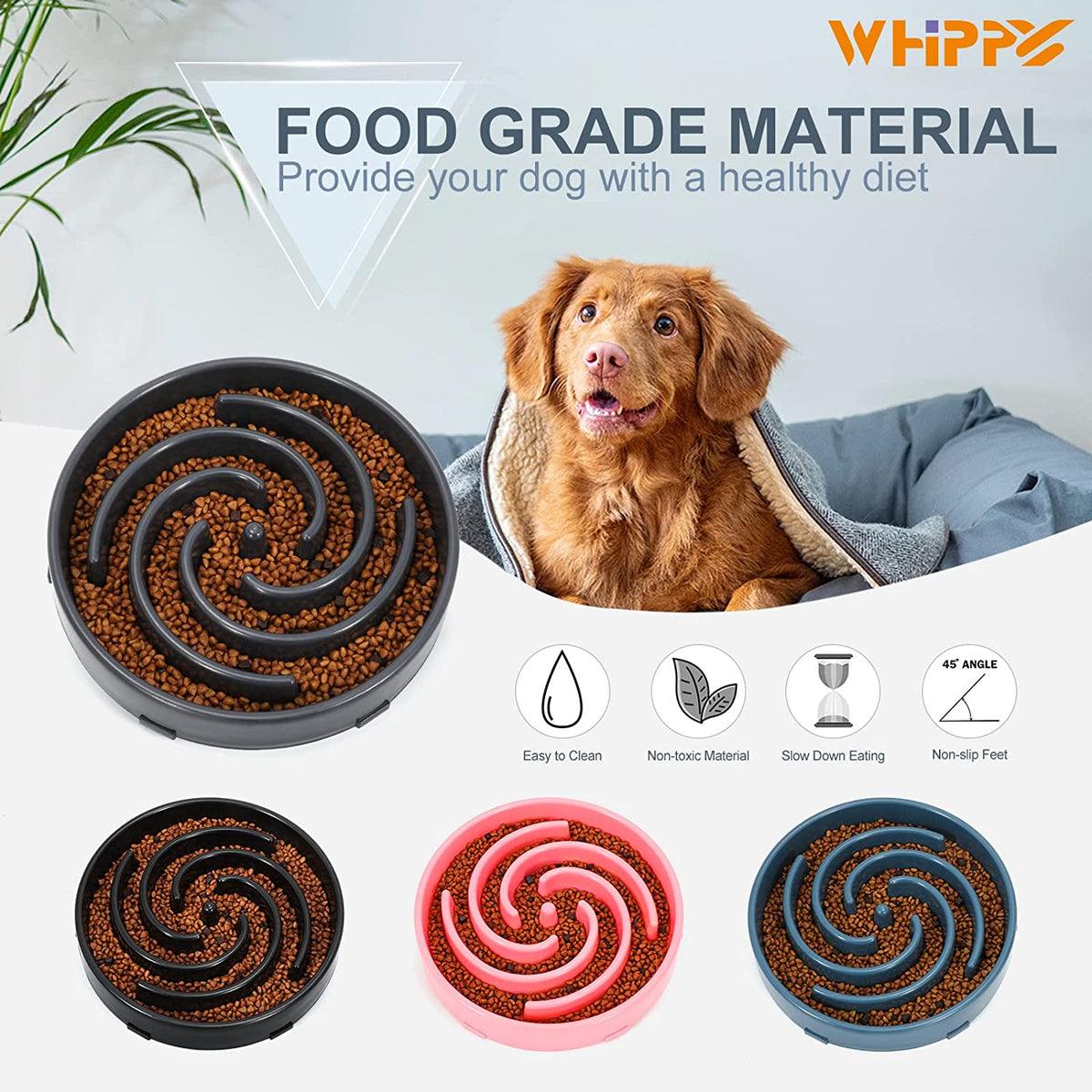 Slow Feeder Large Dog Bowl, Non-Slip Maze Puzzle Bowl for Bloat Prevention