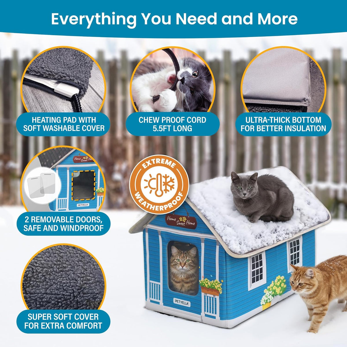 Weatherproof Heated Outdoor Cat House for Feral Cats
