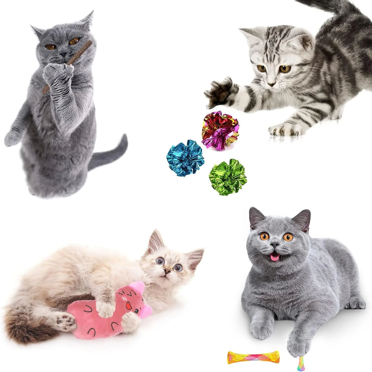 34-Piece Interactive Cat Toy Set with Collapsible Tunnel