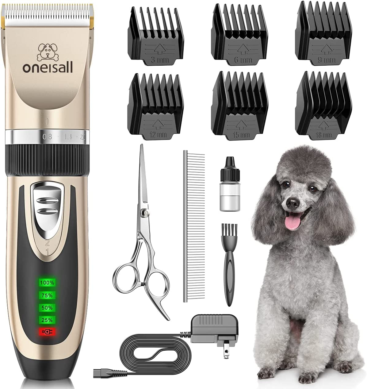 Dog Clippers Low Noise, 2-Speed Quiet Dog Grooming Kit