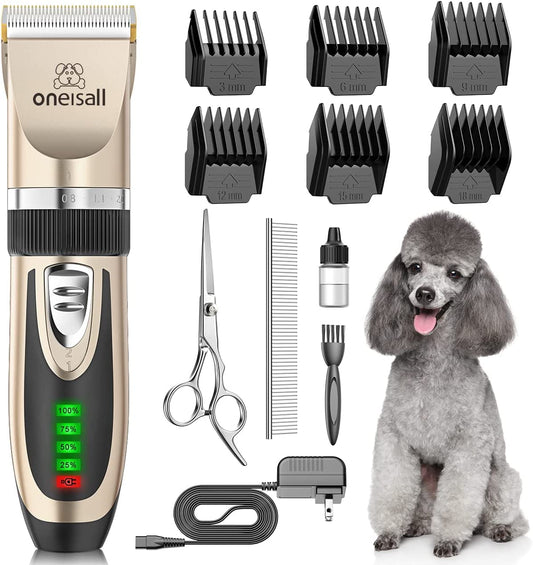 Dog Clippers Low Noise, 2-Speed Quiet Dog Grooming Kit