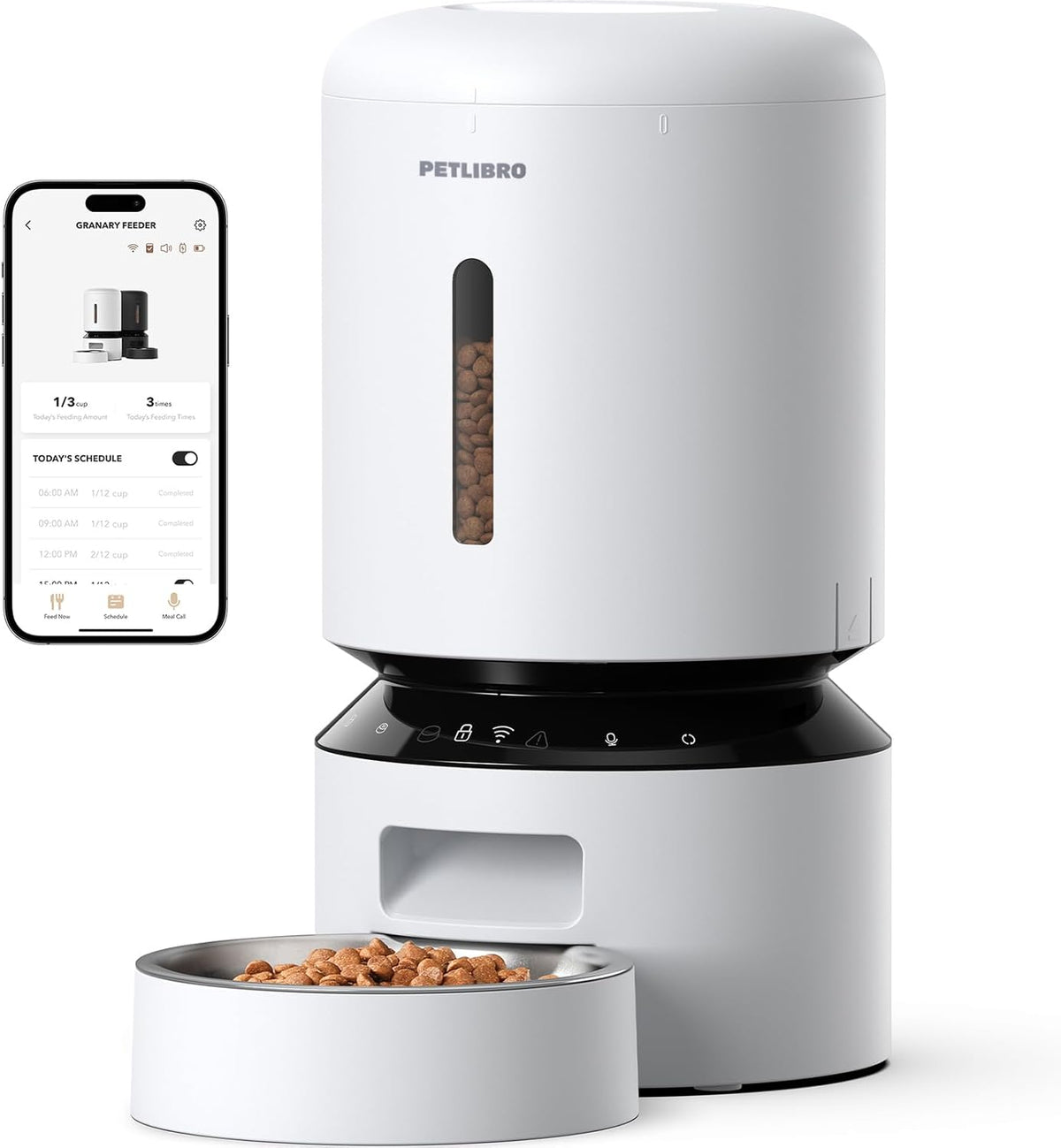 PETLIBRO Automatic Cat Feeder, 5G Wifi Pet Food Dispenser with Freshness Preservation, 5L Timed Feeder with Low Food Sensor, up to 10 Meals per Day, Granary Black