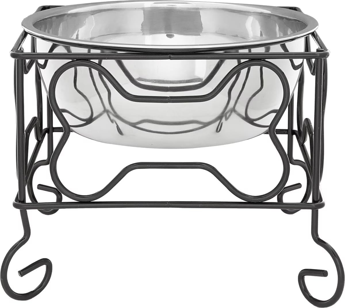 Elevated Stainless Steel Dog & Cat Bowl with Wrought Iron Stand