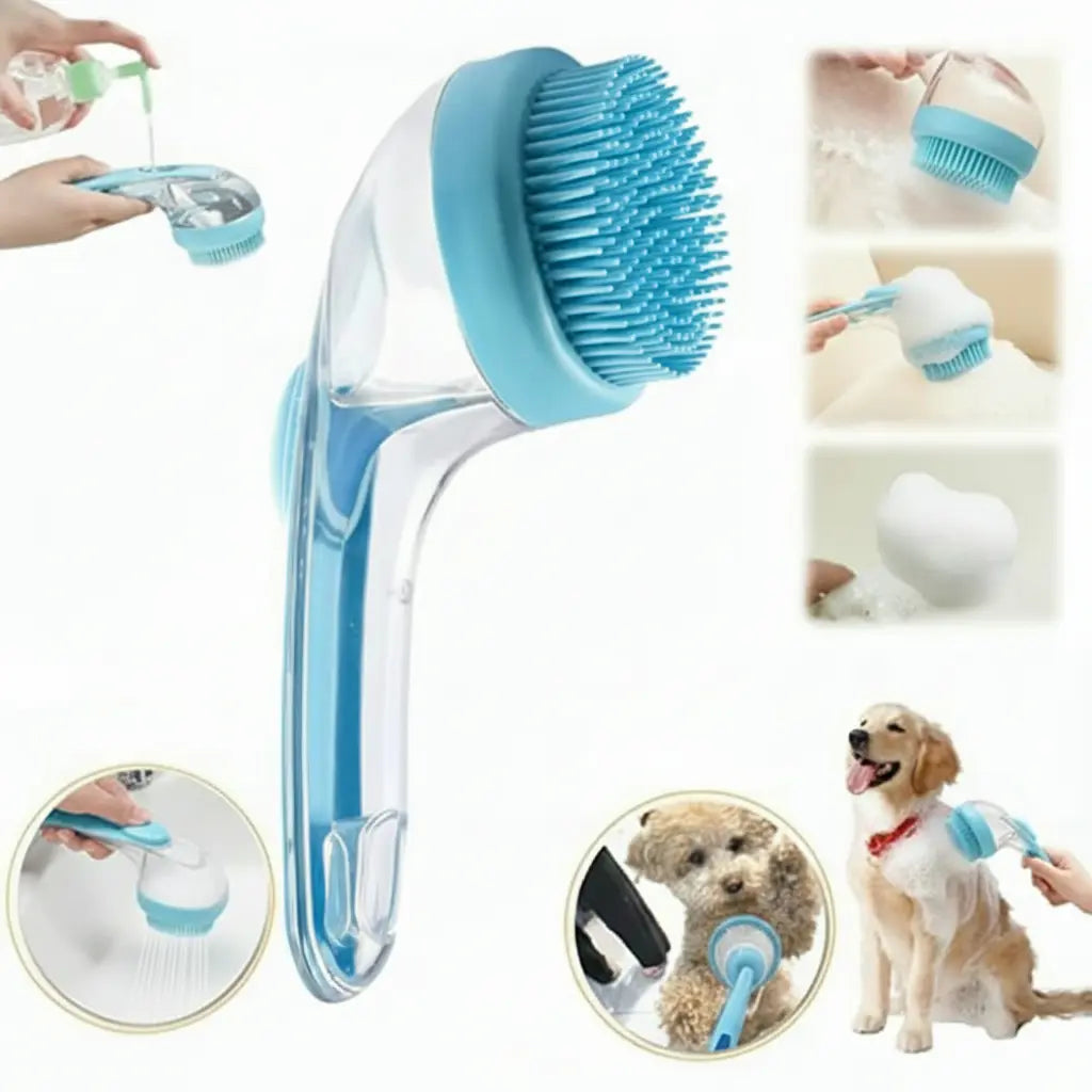 2026 New Universal 2-In-1 Pet Bath & Grooming Deshedding Brush with Built-In Soap Dispenser, Ergonomic Handle, 8In×3In×4In Gentle Massage Tool, Boosts Blood Circulation, Deshed as You Wash for Dogs & Cats, Saves Dry Shampoo