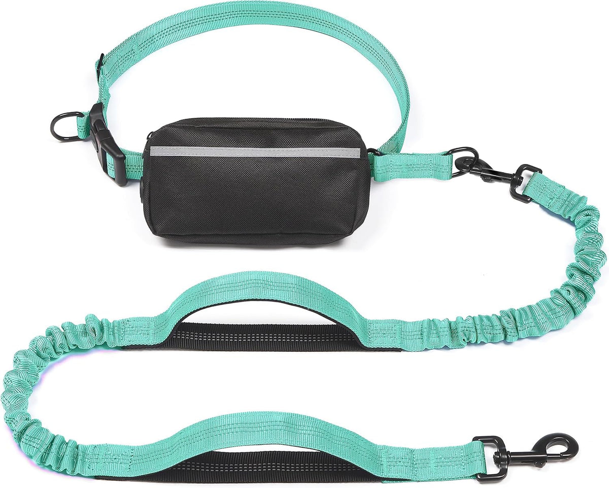 Iyoshop Hands Free Dog Leash with Zipper Pouch, Dual Padded Handles