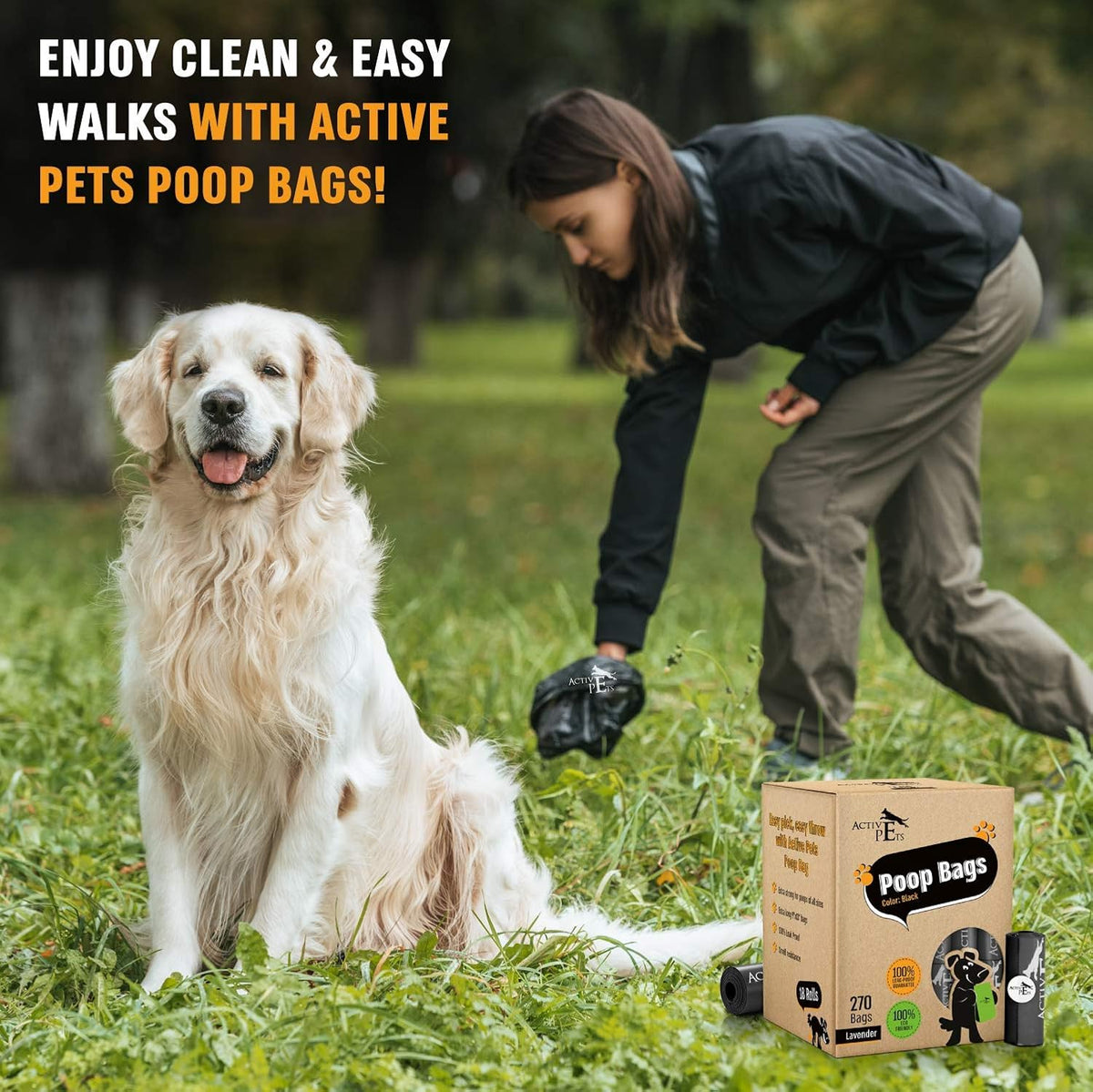 Extra Thick Lavender-Scented Dog Waste Bags, Leak-Proof