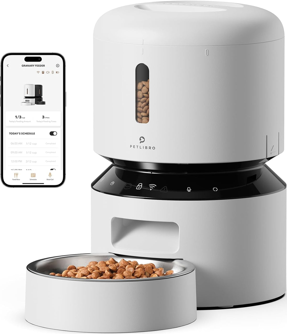 PETLIBRO Automatic Cat Feeder, 5G Wifi Pet Food Dispenser with Freshness Preservation, 5L Timed Feeder with Low Food Sensor, up to 10 Meals per Day, Granary Black