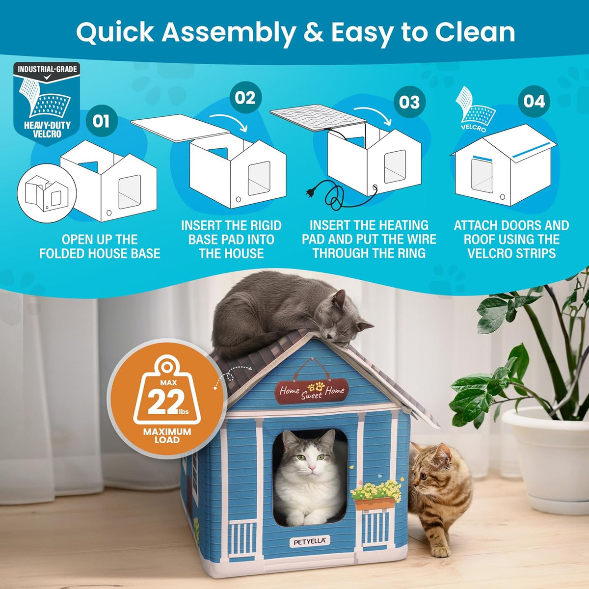 Weatherproof Heated Outdoor Cat House for Feral Cats