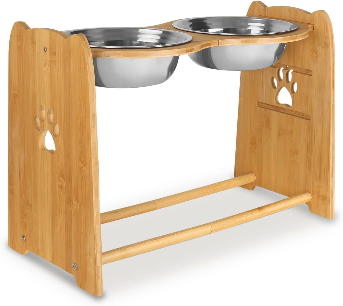 X-ZONE PET Elevated Dog Bowls, Adjustable Bamboo Raised Feeder for Large Dogs