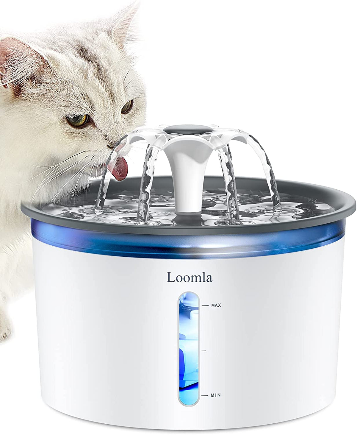 Cat Water Fountain, 85Oz/2.5L Pet Water Fountain Indoor with LED Lights