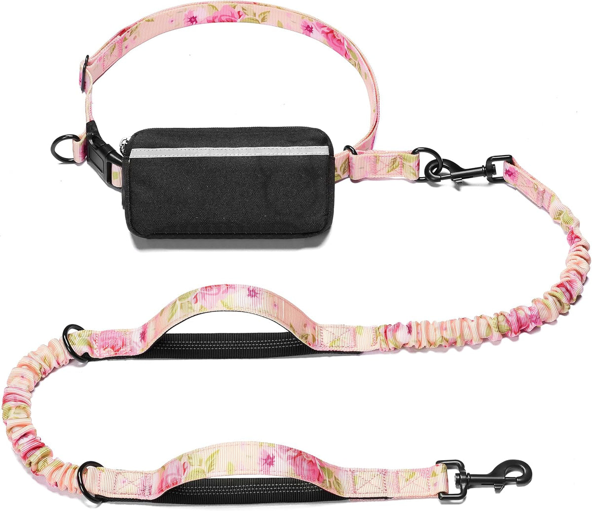 Iyoshop Hands Free Dog Leash with Zipper Pouch, Dual Padded Handles