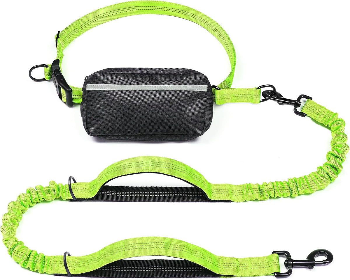 Iyoshop Hands Free Dog Leash with Zipper Pouch, Dual Padded Handles