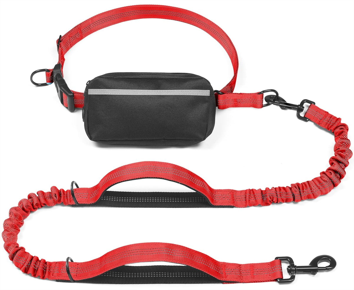 Iyoshop Hands Free Dog Leash with Zipper Pouch, Dual Padded Handles