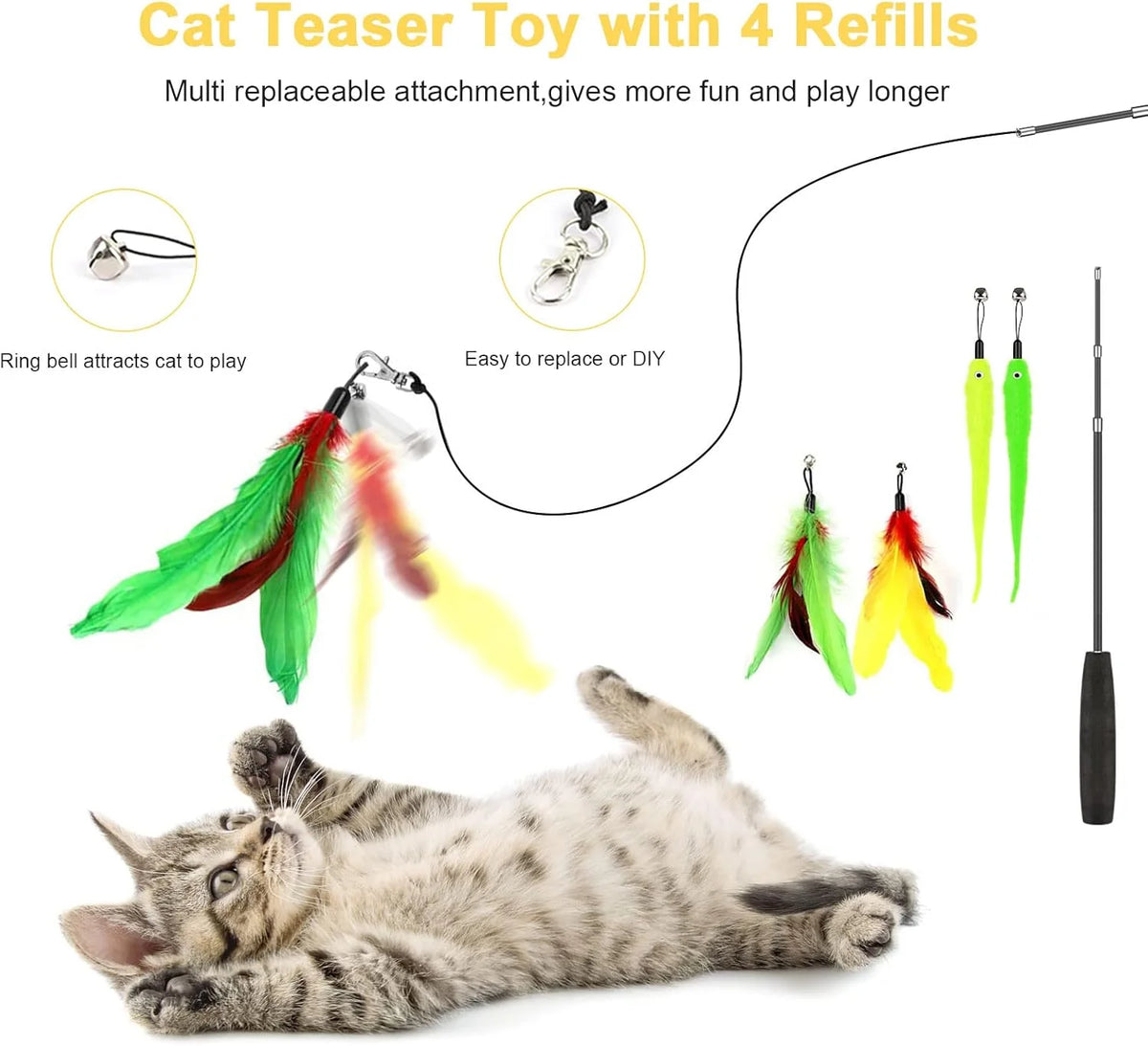 34-Piece Interactive Cat Toy Set with Collapsible Tunnel